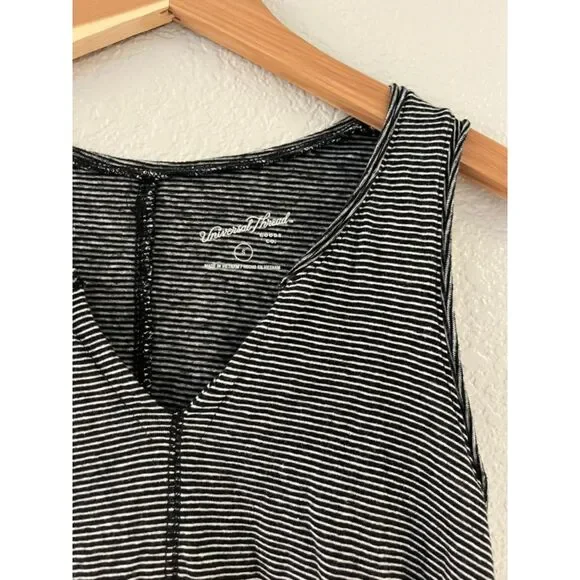 Universal Thread Black White Striped Tank Top T-shirt Dress Cotton Small - Picture 2 of 3